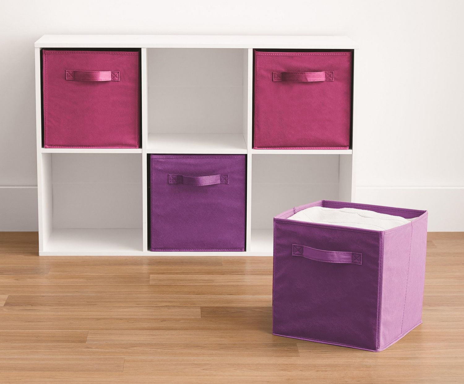Mainstays Storage Cube Basket Box, Foldable, Home Organization, Main Materials Are Non Worn Fabric and Paper Card, Perfect for Nursery, Playroom Etc.