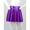 thumbnail image 4 of JanJean Girls Metallic Skater Skirt Athletic Shiny Holographic Flared Pleated Dance A-Line Mini Skort Purple 16, 4 of 7