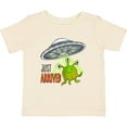 thumbnail image 3 of Inktastic Just Arrived- Cute Green Alien UFO Newborn Baby Boys or Girls Baby T-Shirt, 3 of 5