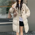thumbnail image 5 of Jinhomg Cotton Coat for Women Oversized Mid Length Puffer Jacket Fall Winter Thermal Cozy Button Down Heavyweight Coats with Pockets 90 Percent off Clearance Beige L, 5 of 8