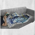 thumbnail image 6 of Landscape Soft Flannel Fleece Blanket, View with Boat in Venice Italy Landmark Seascape Scenic Watercolor Paint, Cozy Plush for Indoor and Outdoor Use, 50" x 70", Blue Purple Green, by Ambesonne, 6 of 6