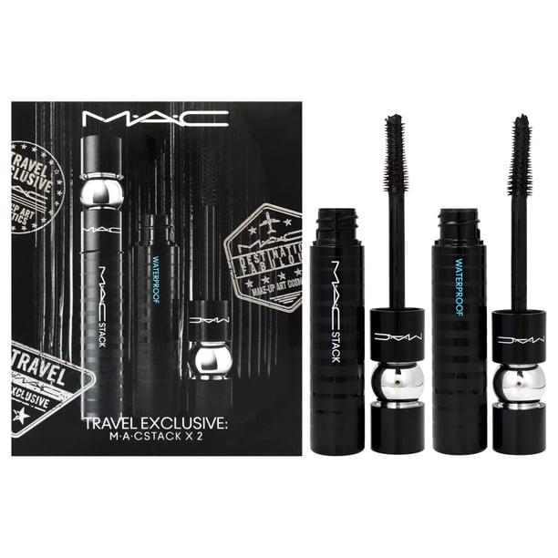 Dúo de máscara de pestañas Stack de MAC para mujeres: 2 pinceles Superstack Mega de 0,41 oz, color negro, y pinceles Superstack Mega de 0,41 oz, resistentes al agua, color negro