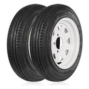 1AutoDepot 4.80-12 4.80x12 480-12 4.8-12 Trailer Tires with Rims, 5 Lug 6PR Load Range C, Set of 2