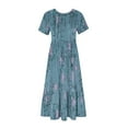 thumbnail image 4 of QUNYINEY Short Sleeve Spring Dresses for Women Floral Casual A-Line Dress Crew Neck Flowy Maxi Dresses, 4 of 4