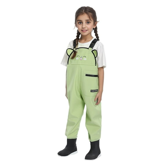 Hwmodou Girls Jumpsuits Unisex Kids Cartoon Chest Waders Youth Fishing Waders Toddler Children Water Proof & Fishing Waders With Boots Fall Winter Sports Jumpsuit,4-5Y