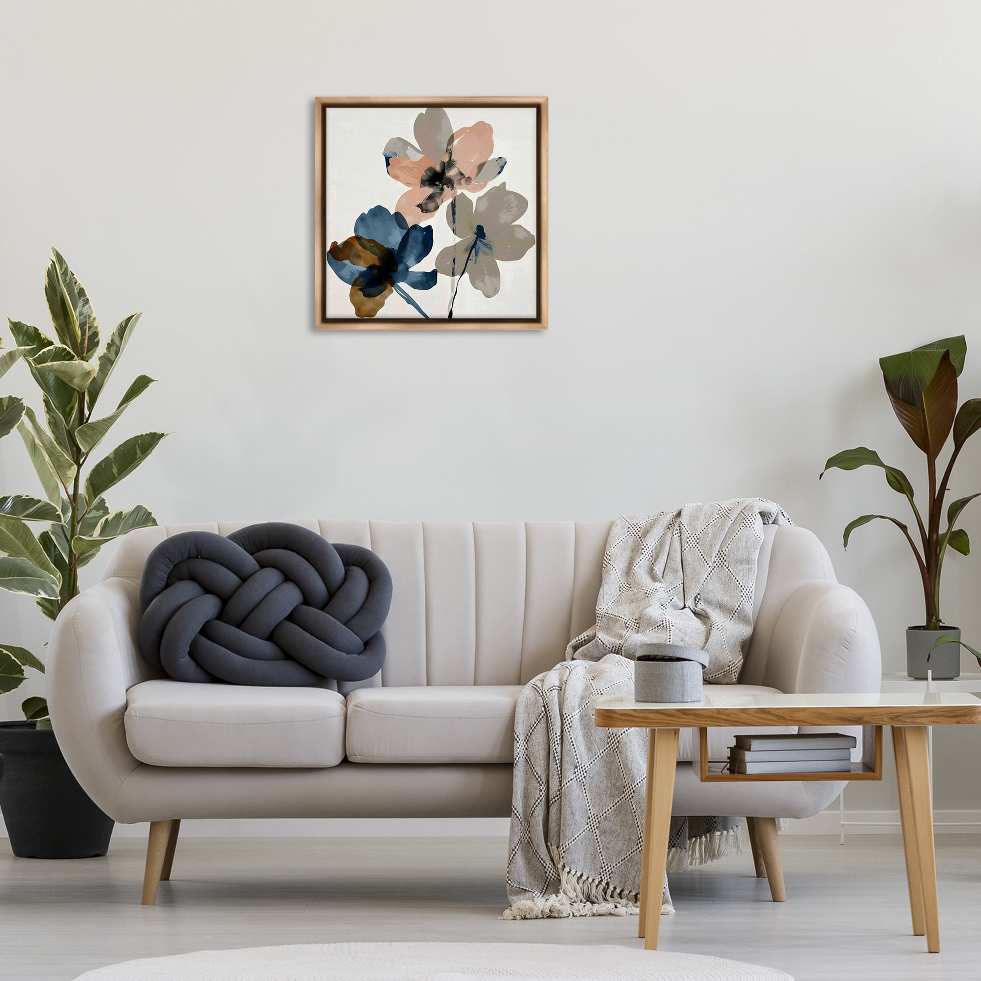 Stupell Industries Earthen Flower Petals Plants & Flowers Painting Brown Floater Framed Canvas Art Print Wall Art, 25 x 25