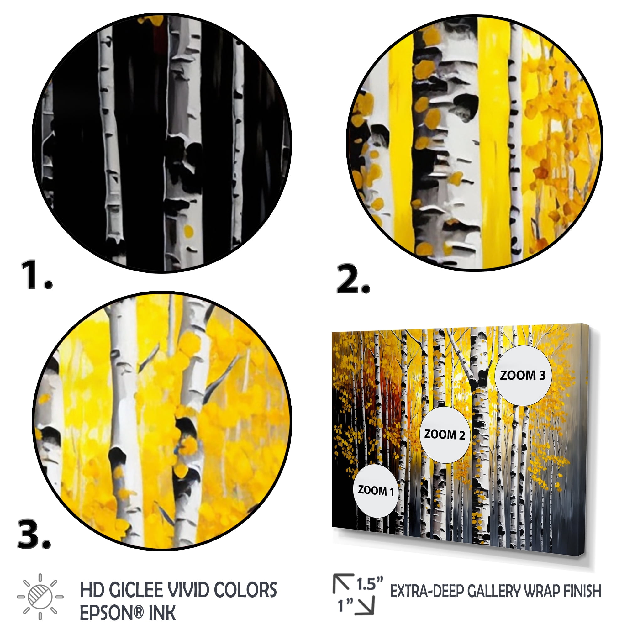 Designart Into A Golden Birch Forest VI Canvas Wall Art