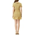 thumbnail image 3 of Allegra K Women's Floral Peter Pan Collar Tie Neck Smocked Puff Sleeve Ruffle Dress, 3 of 5