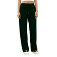 thumbnail image 7 of Wide Leg Sweatpants Women Baggy Fleece High Waisted Cotton Sweatpants Full Length Lightweight Athletic Workout Pants Dark Green S, 7 of 7