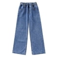 thumbnail image 3 of Girls Wide Leg Jeans Casual Spring Denim Pants Baggy Loose Elastic Waist Long Fall Trousers Kids Clothes, Blue, 8 Years, 3 of 7