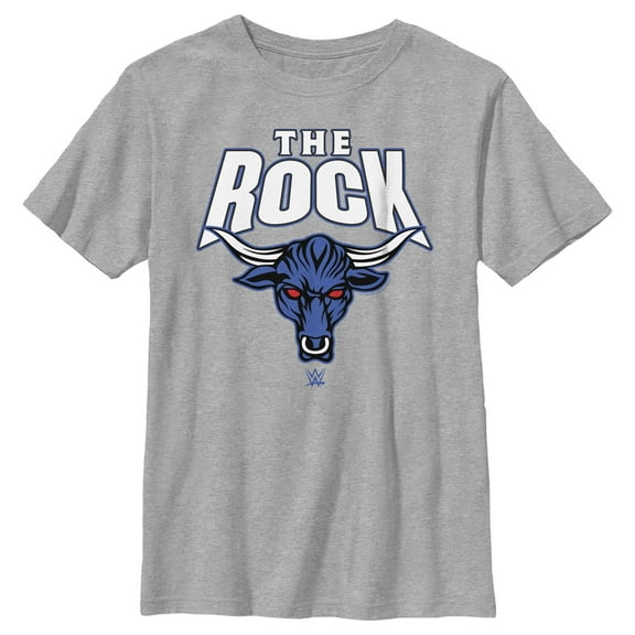 Boy's WWE The Rock Bull Logo Graphic Tee Athletic Heather Medium