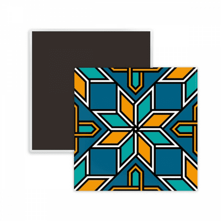 

Blue Orange Morocco Flower Square Ceracs Fridge Magnet Keepsake Memento