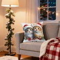 thumbnail image 4 of Horivan Festive Christmas Tree Cat Pillow Cover Linen Watercolor Holiday Decor for Sofa Bed Living Room Seasonal Home Accent Throw Pillow Case Cute Cat Themed, 4 of 6