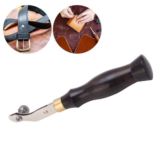 Herramienta De Crujiente De Cuero Ajustable, Reflejo De Espejo De Acero Inoxidable Creaser De Cuero De Bricolaje Con De Madera Para Cinturones, Ideal Para Diseño Curvo Y 3