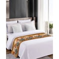 thumbnail image 4 of Bed Runner Scarf Twin Size, Thanksgiving Stain Bed Runners & Scarves for Foot of Beds, Orange Gnomes Pumpkin Leaves Truck Plaid Decorative Bedding Runner Scarf for Hotel Home Bedroom, 4 of 6