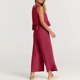 thumbnail image 5 of Conjunto de pantalones largos para mujer Conjunto de pantalones de 2 piezas de algodón con cuello redondo Conjunto de diario plisado, 5 of 9
