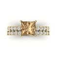 thumbnail image 2 of 2.66 ct Brilliant Princess Cut Champagne 18K Yellow Gold Solitaire with Accents Engagement Bridal Wedding Ring Band Set size 7.25, 2 of 7