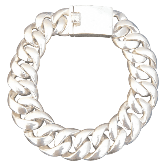 MRjewelry Heavy Cuban Link Bracelet for Men, 8.66 Inch 15mm Silver Plated Chain, Secure Square Lock Clasp, Anti-Tarnish Gothic Biker Jewelry, Daily & Gift Wear, Ships from USA