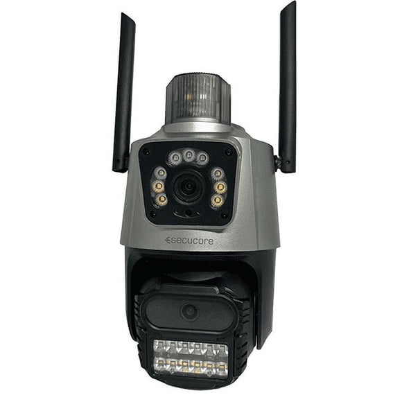Cámara de Vigilancia Seguridad HD Secucore Doble Cámara Wifi Estrobo Exterior