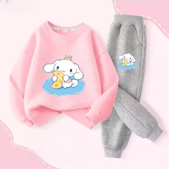 Autumn Clothes Set Sanrio Cinnamoroll Cartoon Print Sweatshirt and Pants 2 Pieces Suit Long Sleeved Suit