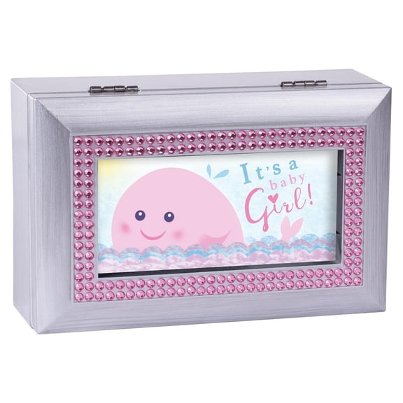 Cottage Garden - A Baby Girl Smiling Brushed Silvertone Jewelry Music Box Plays You are My Sunshine