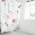 thumbnail image 2 of Floral Shower Curtain - Plum Beige Watercolor Flower Leaves Fabric Shower Curtain Set with Plastic Hooks, Modern Minimalist Decorative Waterproof Cloth Shower Curtains for Bathroom, 72x72, 2 of 6