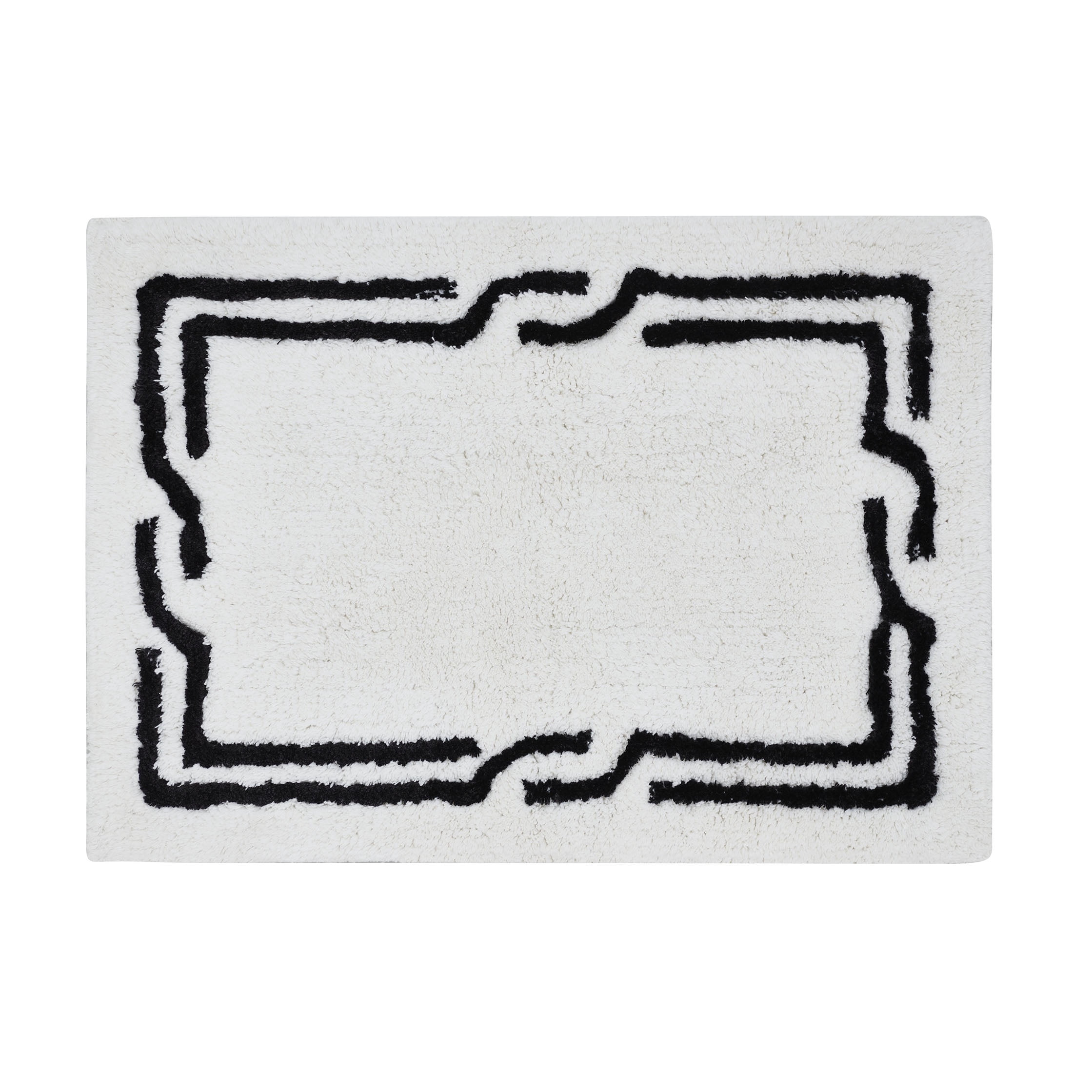 VCNY Home Border White/Black Cotton Viscose Bath Rug, 17" x 24"