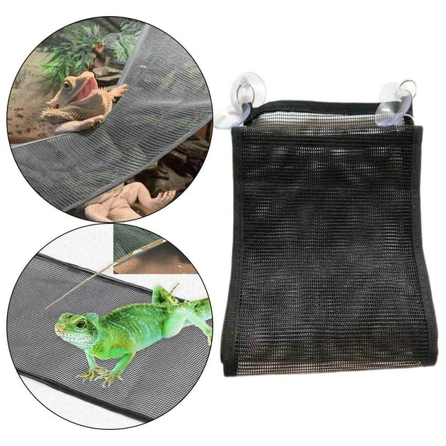 VONKY Reptile Hammock Lizard Snake Geckos with 4 Suction Cups Toy Climbing Black