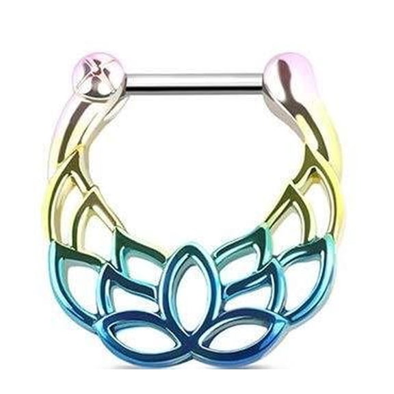 Body Accentz Rainbow Effect Lotus Flower Septum CLICKER 16g