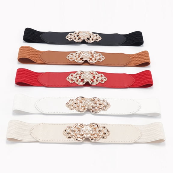 Helii Red Belts for Women Women Fashion Leather Waist Belt with Alloy Buckle Wide Dress Waistband Womens Belt