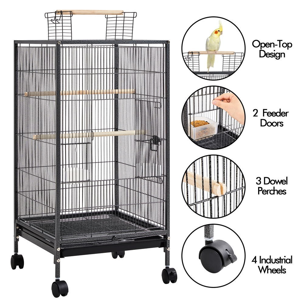 Yaheetech 40 Inch Wrought Iron Bird Cage with Rolling Stand photo 4