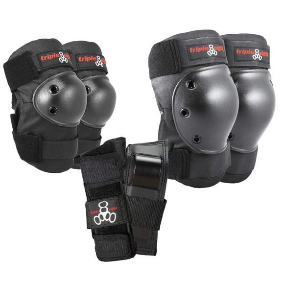 Triple Eight Derby Knee, Elbow, Wrist Pads - Junior Black (3 Pack)