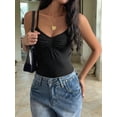 thumbnail image 4 of Women Y2K Sweetheart Neck Sleeveless Crop Tank Tops Backless Pleated Bustier Camis Going Out Top Black XL, 4 of 7