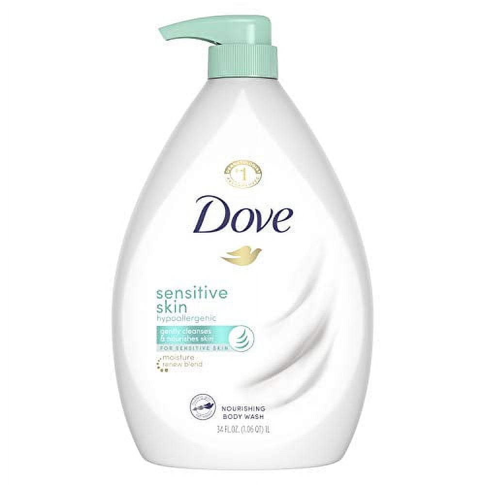 Dove Sensitive Skin Body Wash Pump Hypoallergenic and Sulfate Free, 34 oz