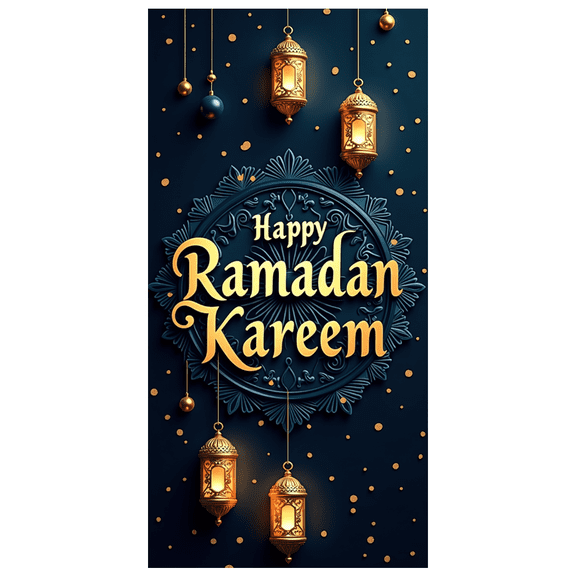 LUUFILx Ramadan Kareem Backdrop Banner Eid Mubarak Mosque Illumination Lanterns Islamic Greeting Wall Decoration Ramadan Party Supplies Festive Background