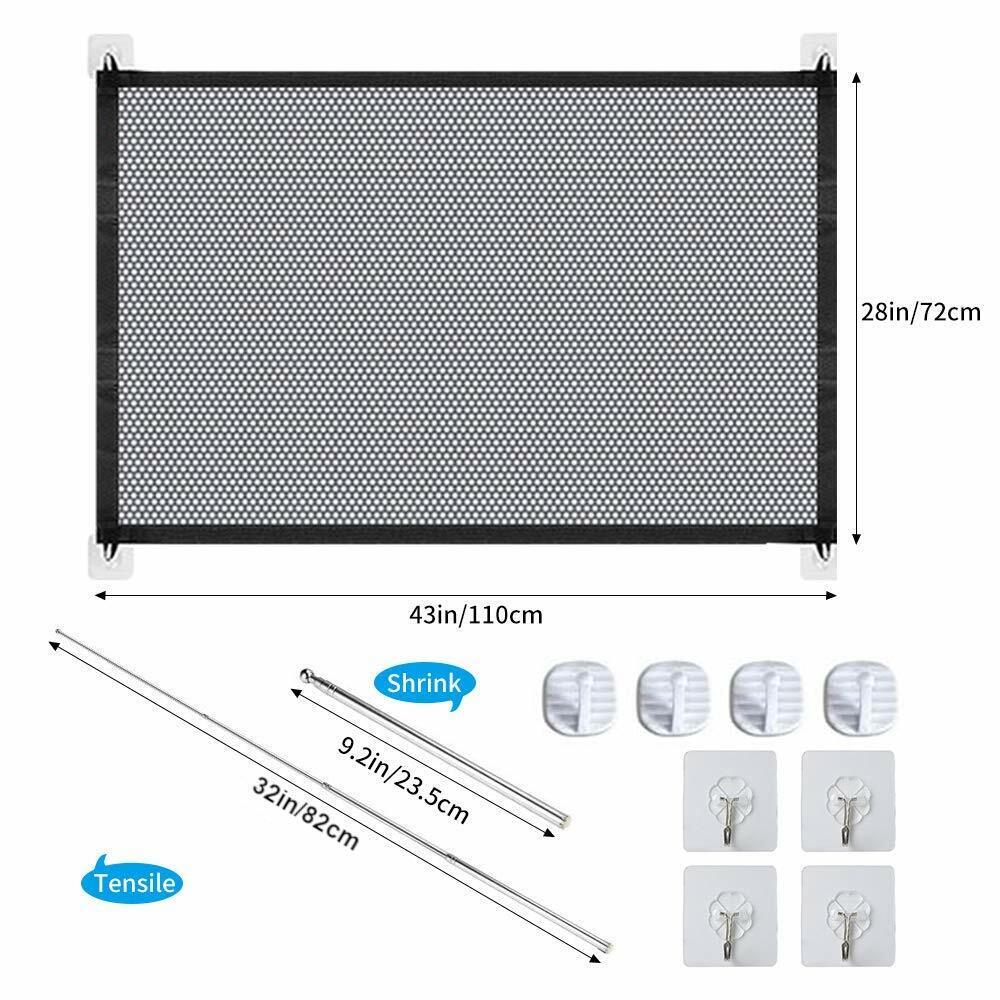 Pet Safety Gate, Adjustable Mesh Barrier for Stairs and Doorways, Portable Magic Fence with Pressure Mount, Dog Cat Baby Protection Panel, Easy Installation
