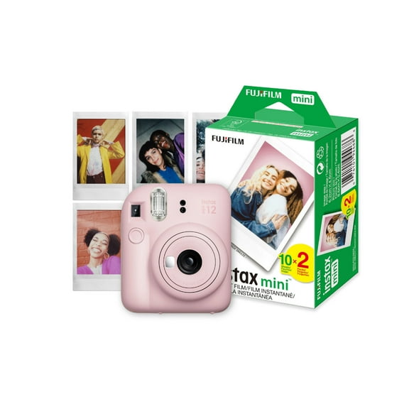 Fujifilm Instax Mini 12 Blossom Pink with 60mm Mini Lens Bundle with 20 Exposures Mini Twin Film Pack
