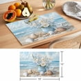 thumbnail image 6 of Coastal Flowers Placemats Set of 8 Blue Ocean Starfish Shell Beach Scenery Place Mats Indoor Wipeable Table Mats Washable Cloth Dining Table Placemats for Kitchen Holiday Party Home Decor 13x19 Inch, 6 of 9