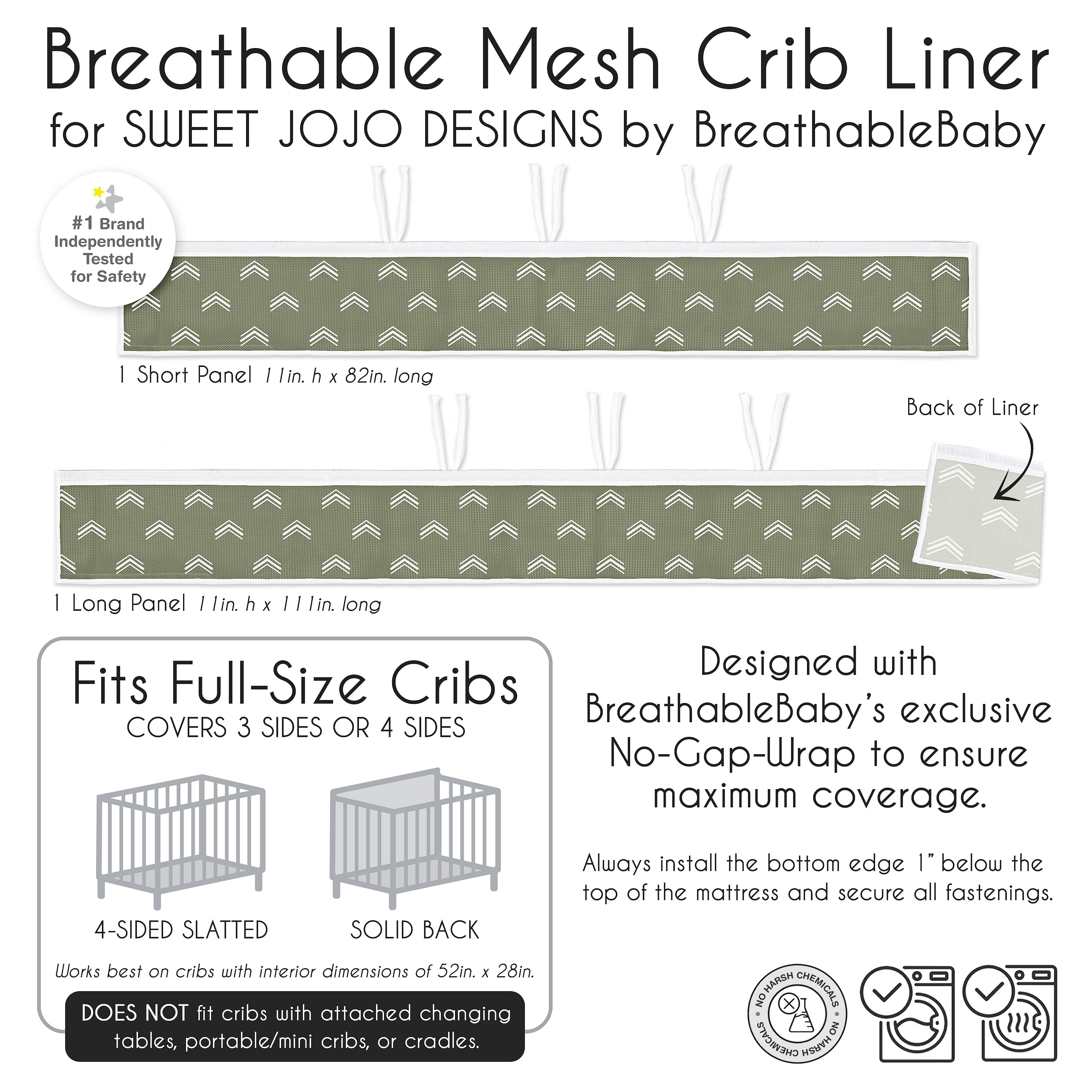 Sweet Jojo Designs + BreathableBaby Diamond Tuft Hunter Green Boy, Girl, Unisex/Gender Neutral Breathable Mesh Crib Liner