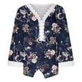 thumbnail image 4 of Mujeres Ocio Elegante Jersey Impreso Encaje Impresión Tres cuartos Manga Cuello en V Tops OAVQHLG3B Store lin121212, 4 of 5