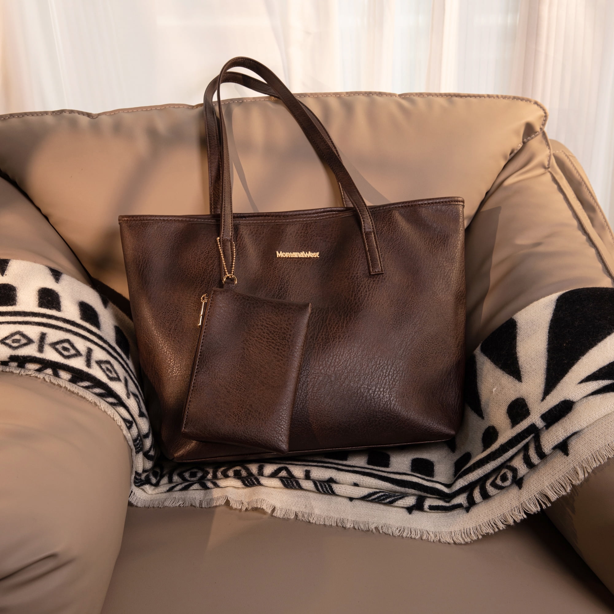 Montana West Tote Bags Vegan Leather Purses and Handbags for Women Top Handle Ladies Shoulder Bags, Coffee