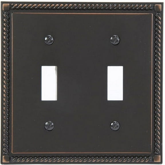 Elumina 54TTVBNB Georgian Tumbled Wallplate, 2 Toggle, Cast Metal, Aged Bronze, 1-Pack