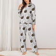 thumbnail image 2 of Yiaed Cute Swan Print Pajamas Women's Long Sleeve Sleepwear Soft Button Down Loungewear Pjs Lounge Set Nightwear Womens Pajama Pants-Small, 2 of 7