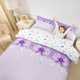 thumbnail image 2 of Erosebridal Cartoon Cute Bows Queen Duvet Cover Set For Girls,Dreamy Princess Bowknot Bedding 3pcs,No Comforter,Reversible, 2 of 6