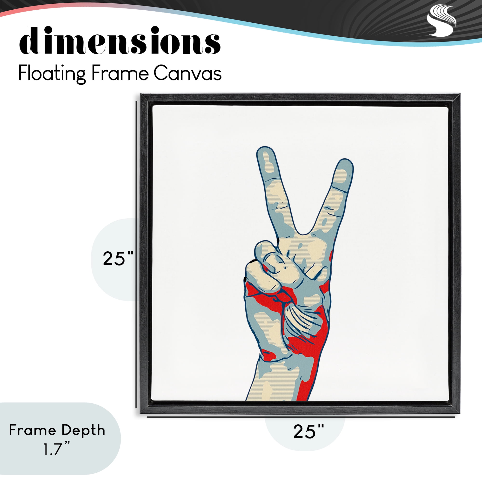 Stupell Industries Pop Style Peace Gesture Black Framed Floater Canvas Wall Art, design by Kim Curinga