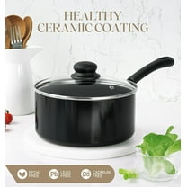 Nonstick Saucepan with Lid, Ceramic Sauce Pan Sets, Easy to Clean Sauce Pans, Multi-Purpose Cooking Pots, 1QT & 2QT & 3QT, Black