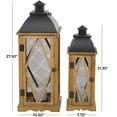 thumbnail image 3 of DecMode 2 Holder Brown Wood Lighthouse Style Decorative Candle Lantern, Set of 2, 3 of 9