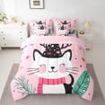 thumbnail image 2 of Homewish Funny Kitten Cat Bedding Comforter Set 7 Pieces for Teen, Cartoon Stars Print Full Bedding Set, Cute Kitten Animal Reversible Fitted Sheet Flat Sheet, Ultra Soft Bedroom Decor, 2 of 7