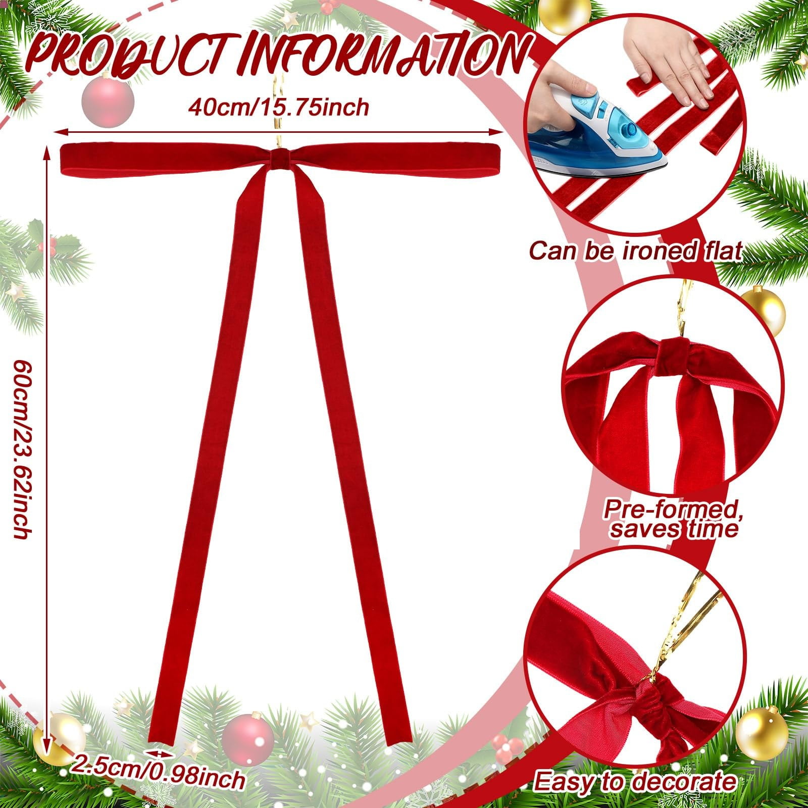 Chexin Lot De 2 Nœuds De Noël De 45 X 90 Cm - Grand Nœud