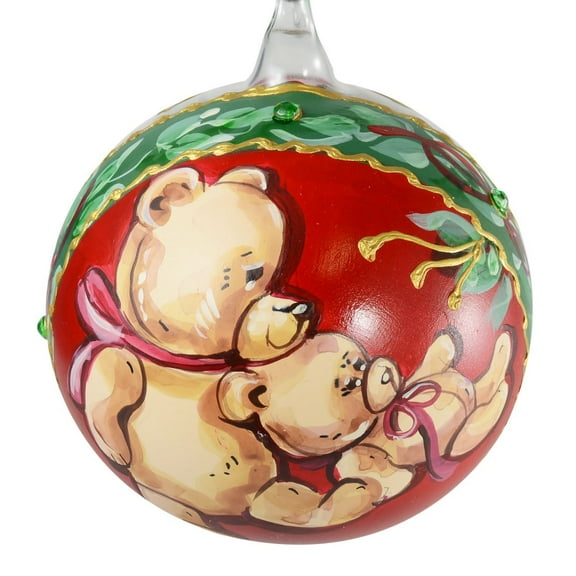 "Teddy Bear Family" Hand Painted Christmas Ball (Austria)